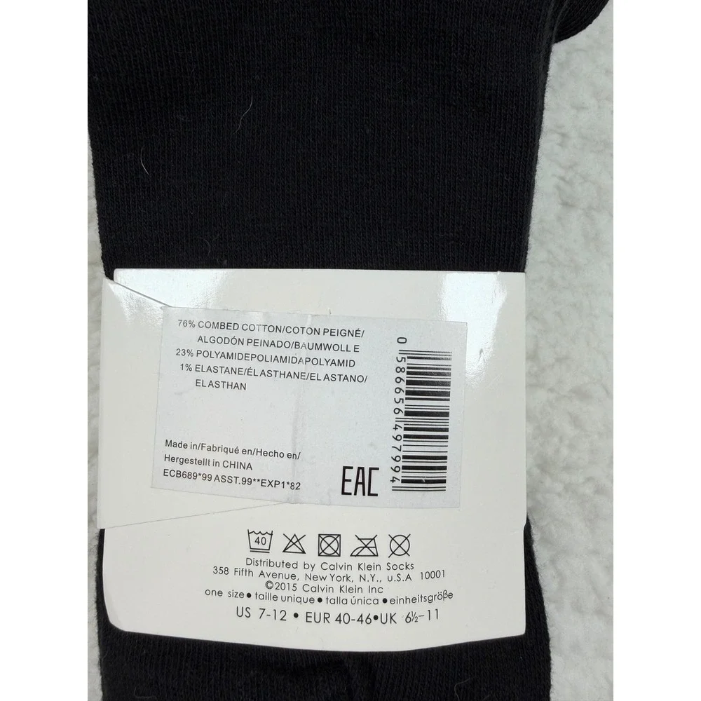 Calvin Klein Men's Black Crew Socks 3 Pack Cushion Sole Cotton US 7-12 NWT